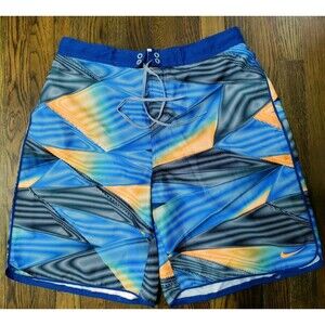 Nike Swim Trunks Shorts Men's XL Orange Blue Black Geometric Beach Vacation